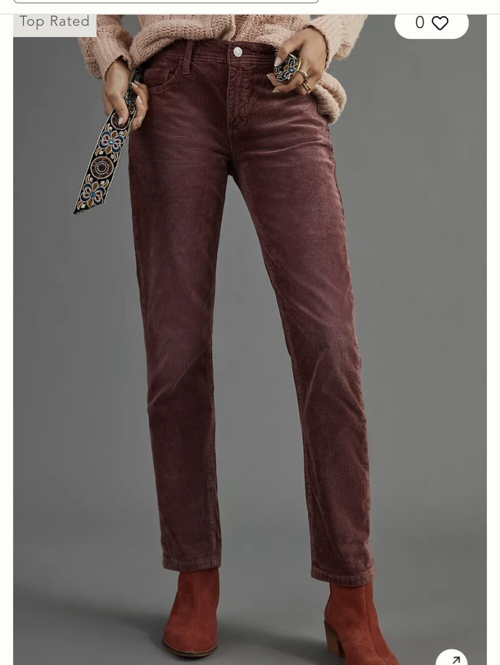 Pilcro and the Letterpress Women’s Corduroy Pants Slim Boyfriend Ankle Sz 28